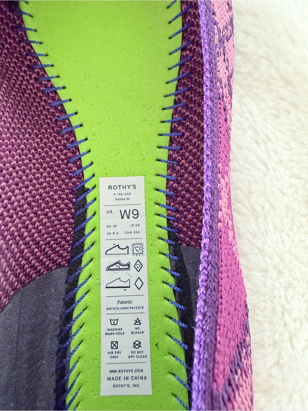 Rothy's The Point II Flats Purple Plaid Pointed Toe Knit Ballet Flat EUC Size 9 - Picture 9 of 11